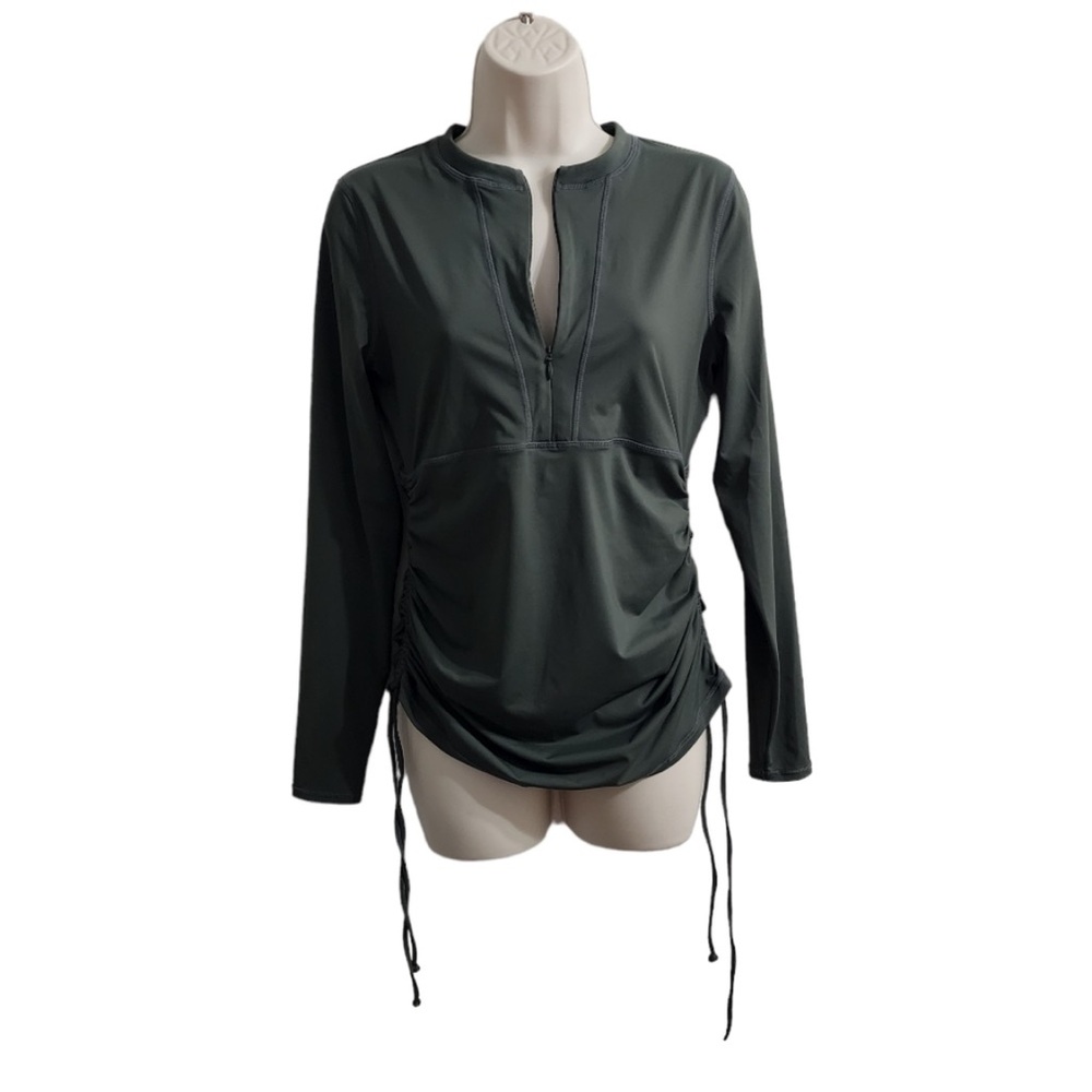 SOLD ATHLETA Ruched Rashguard Green Size S